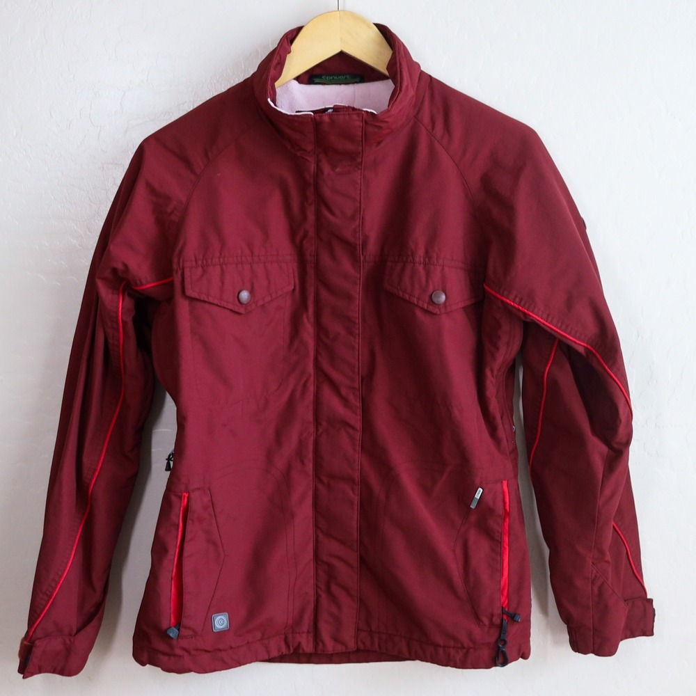 Vintage Columbia Convert Snowboard Jacket Women‎ XS Burgundy Pink Fleece Lined